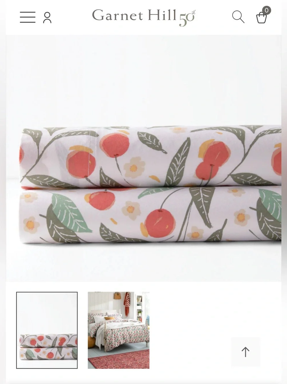 Garnet Hill organic cotton Vintage Cherries 🍒 percale pillow cases standard NEW